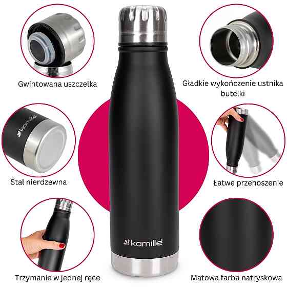 Термос-бутылка Kamille 500 мл из нержавеющей стали черный КМ 2037 Одесса