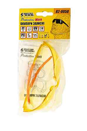 Очки открытые MASTERTOOL GTS боковая защита мягкие заушники желтые 82-0058 Харьков