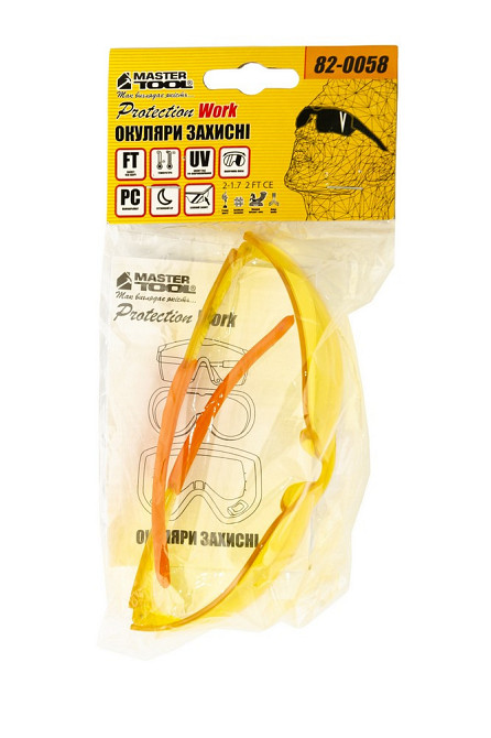 Очки открытые MASTERTOOL GTS боковая защита мягкие заушники желтые 82-0058 Харьков - изображение 2