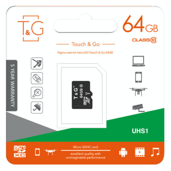 Карта пам'яті T&G microSDXC 64GB UHS-I Class 10 (TG-64GBSDCL10-00) Харків - зображення 1