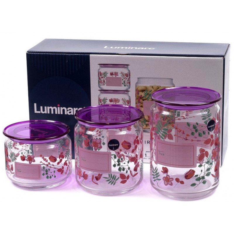 Набір банок для сипких продуктів Luminarc Irises Purple P9216 3 предмета Киев - изображение 1