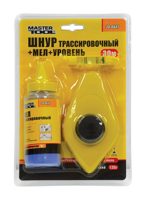 Набор для разметки MASTERTOOL шнур 30 м, мел, уровень 30-0641 Харків - зображення 2