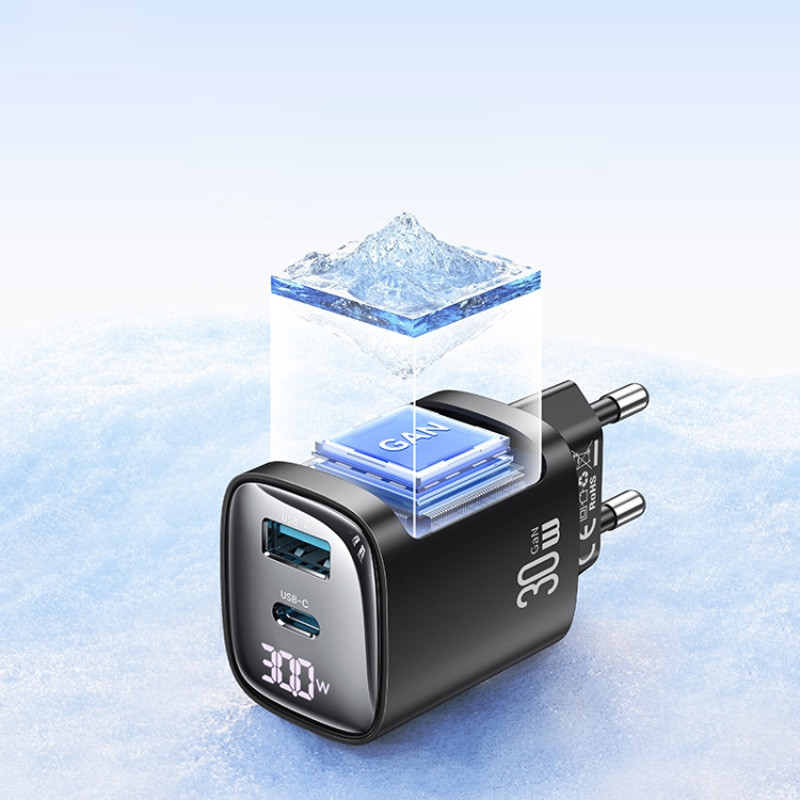 СЗУ Usams US-CC229 GaN Digital Display XC Ser. 30W (1USB-A/1C) Херсон - изображение 4