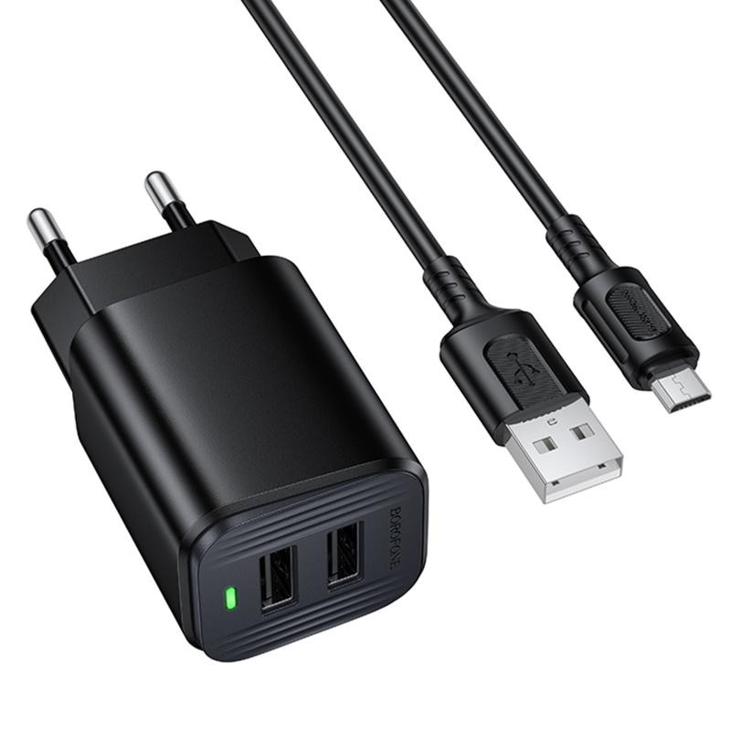СЗУ Borofone BAS81A Star 10.5W (2USB-A) + кабель USB to MicroUSB Херсон - изображение 1