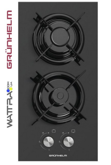 Варочная поверхность газовая Grunhelm GPG 0201 BF (2 конфорки, закаленное стекло, газ контроль) 1073 Киев - изображение 2