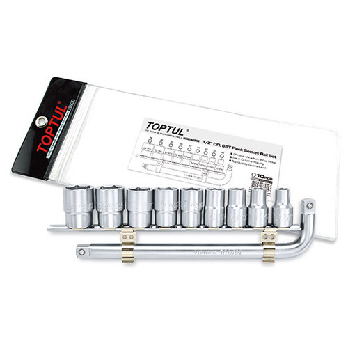 Набор головок торцевых на планке 1/2" 10-24мм + Г-обр. вороток TOPTUL GAAG1010 Харьков - изображение 1