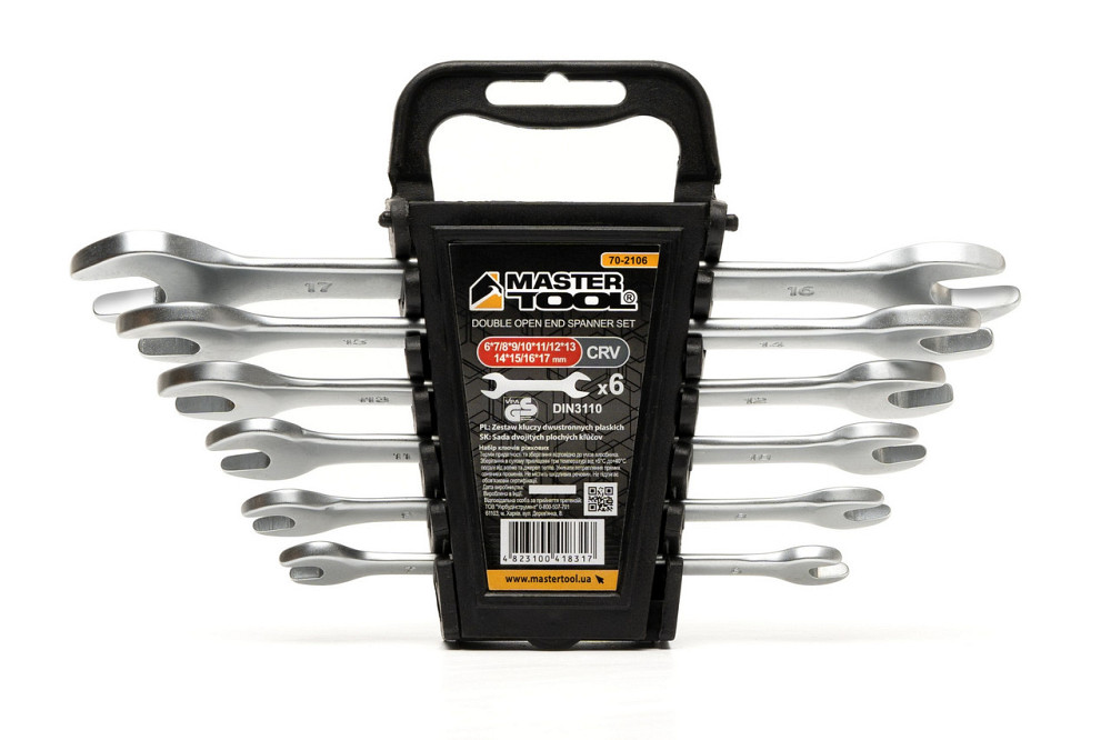 Ключи рожковые MASTERTOOL SATIN FINISH набор 6 шт (6–17 мм) CrV DIN 3110 70-2106 Харків - зображення 3