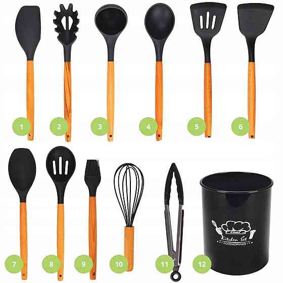 Набор силиконовых кухонных принадлежностей Kamille 12 предметов черный Одеса