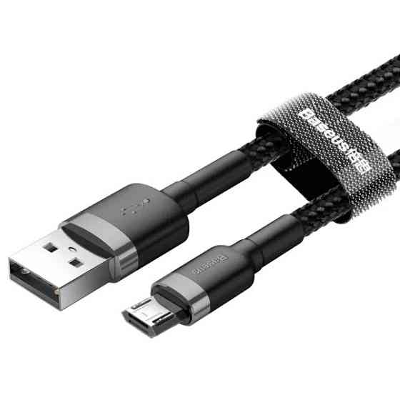 Кабель Baseus Cafule USB to Micro 2.4A 1m Gray/Black (CAMKLF-BG1) Харьков