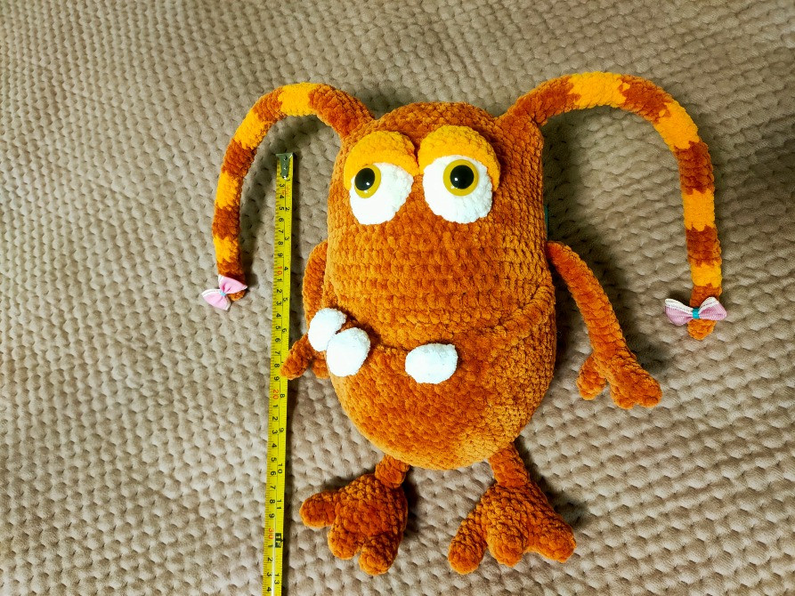 Іграшка м'яка в'язана Монстр помаранчевий ручна робота Нововолынск - изображение 2