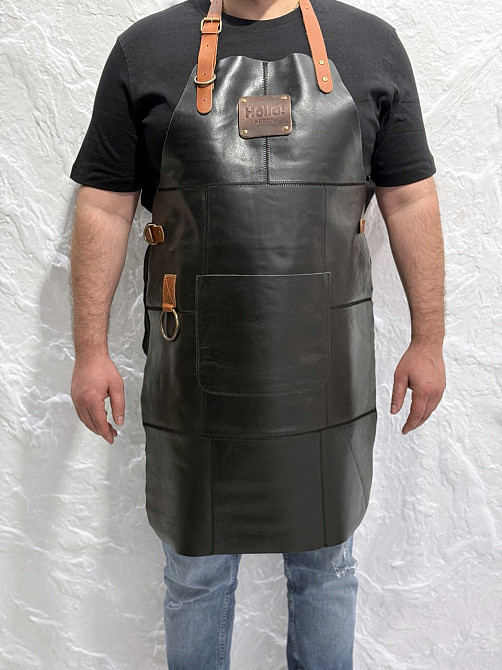 Фартук из натуральной кожи черный HollaApron Black Харків - зображення 2