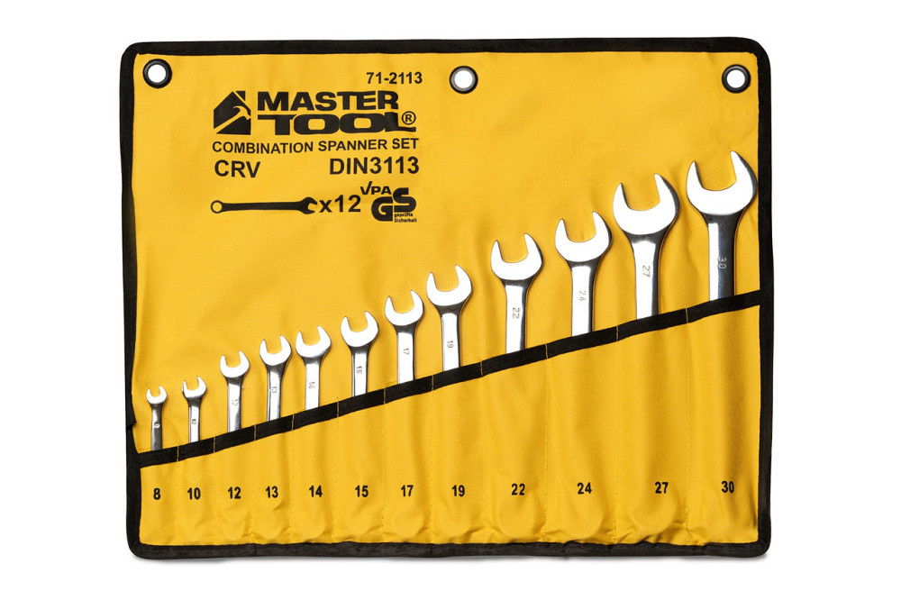 Ключи комбинированные MASTERTOOL SATIN FINISH набор 12 шт (8/10/12/13/14/15/17/19/22/24/27/30 мм) Cr Харьков - изображение 1