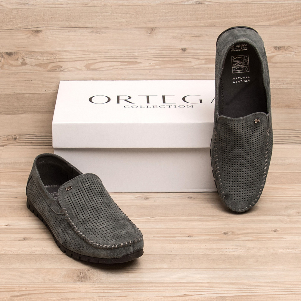 Мужские летние кожаные мокасины Legges Graphite перфорация Киев - изображение 6