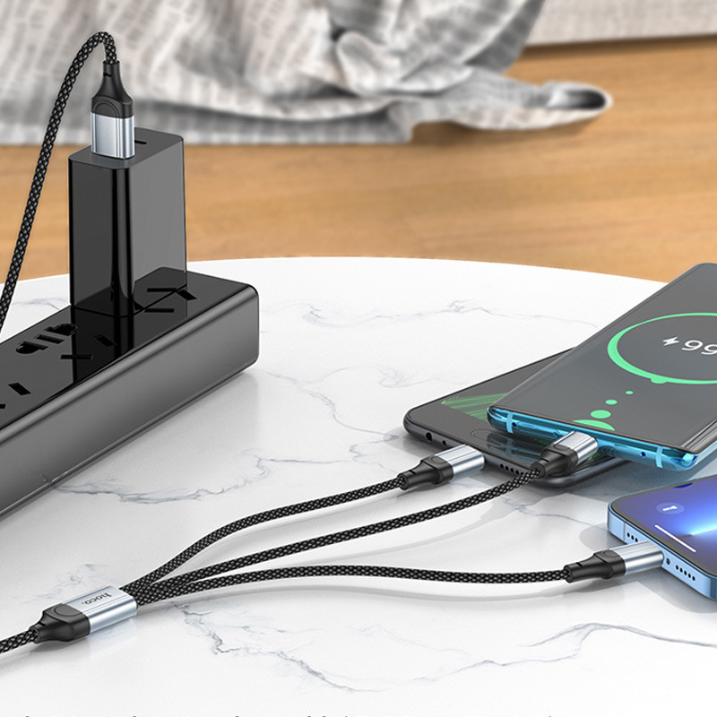 Дата кабель Hoco X102 Fresh 3in1 USB to Lightning /MicroUSB/Type-C 2.4A (1m) Херсон - зображення 8