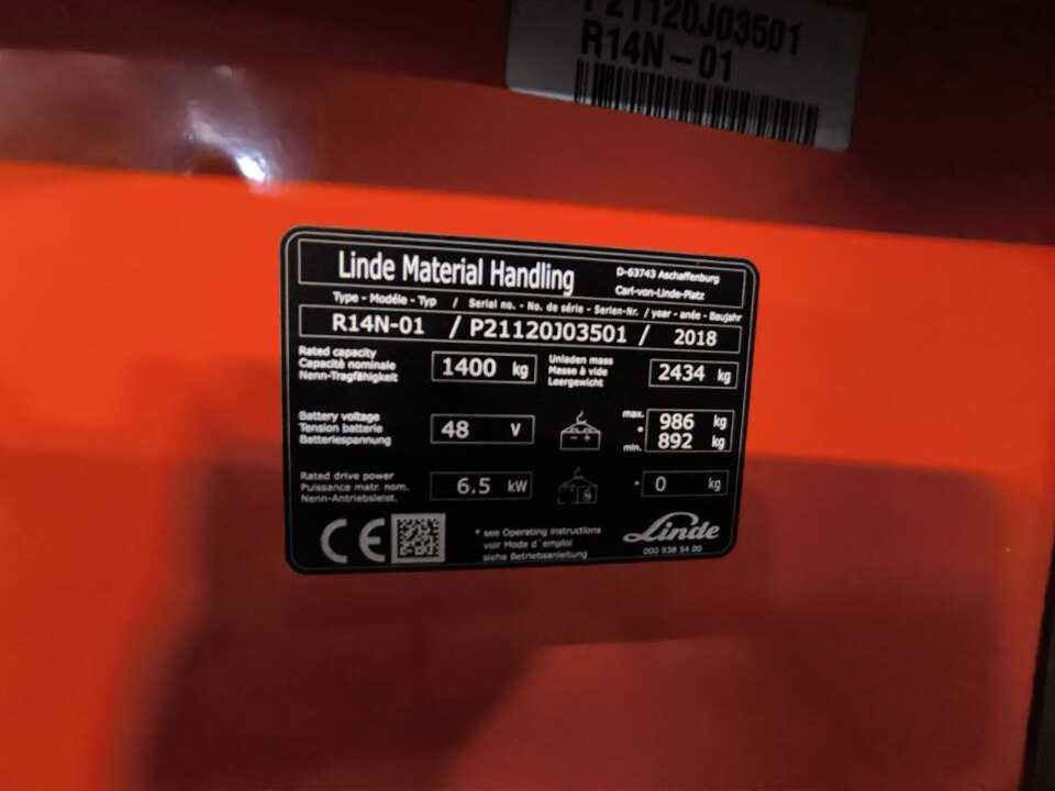 Штабелеукладач Linde R14N-01, 2018 року випуску  - зображення 7