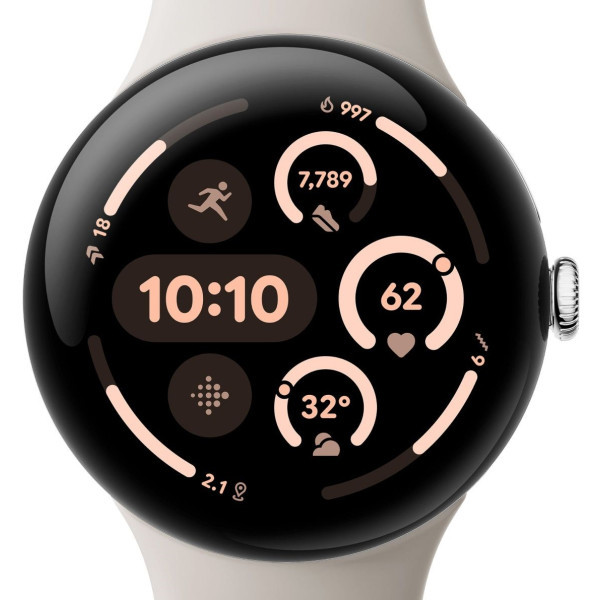 Смарт-годинник Google Pixel Watch 3 41mm Wi-Fi Polished Silver Aluminum Case/Porcelain Active Band ( Харків - зображення 2