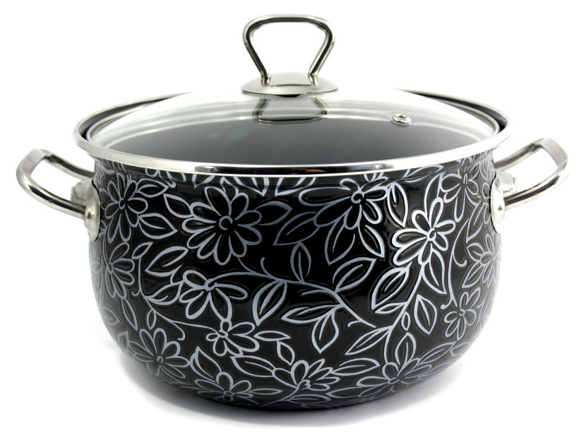 Каструля з кришкою Interos Ажур Чорний 2598-C-18-67213 3,1 л 18 см Київ - зображення 1