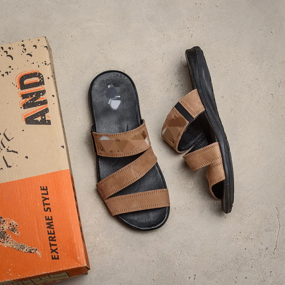 Мужские кожаные  летние шлепанцы-сланцы Olive Київ - зображення 6