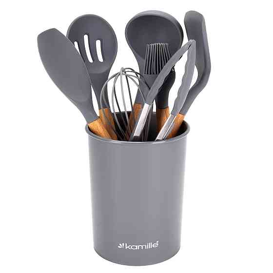 Набор силиконовых кухонных принадлежностей Kamille 8 предметов серый Одеса