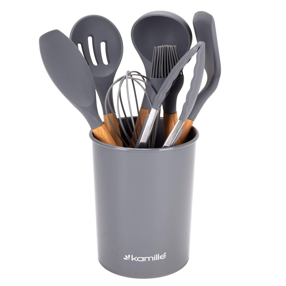 Набор силиконовых кухонных принадлежностей Kamille 8 предметов серый Одеса - зображення 1