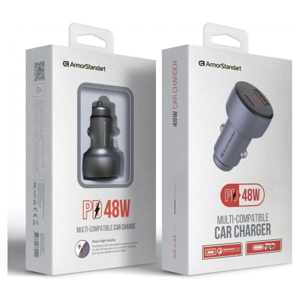 АЗП ArmorStandart AR-C43 Type-C PD30W + USB QC 3.0 Grey + кабель USB-C (ARM82463) (Код товару:40911) Харків - зображення 2