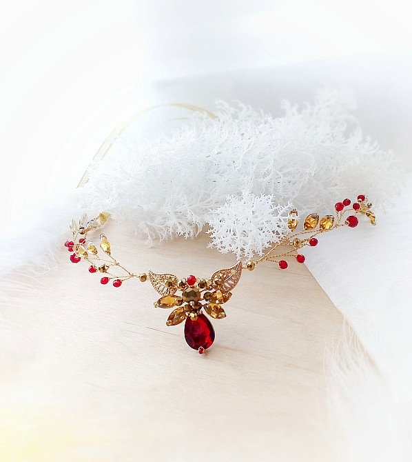 Ельфійська гілка жовтий синій електрик золотистий діадема патріотична прикраса ельф Луцк - изображение 5