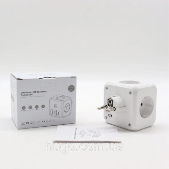 Мережевий фільтр трійник 4000 Вт, (3хUSB, 1хType-C, 3х220В) / Розгалужувач електричний / Трійник з ю Одесса