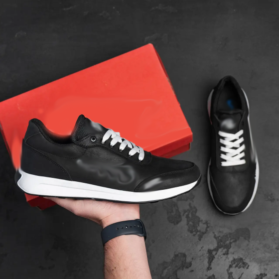 Мужские кожаные кроссовки  Air Black Київ