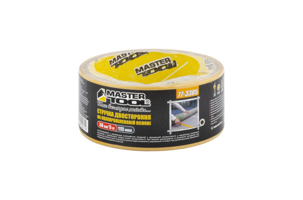 Лента двусторонняя MASTERTOOL на полипропиленовой основе 38 мм 5 м 77-3305 Харків - зображення 2