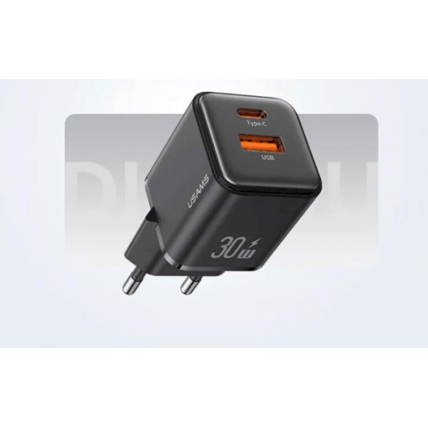 Мережевий зарядний пристрій Usams US-CC189 double USB-A/USB-C QC&PD3.0 30W 3A Black (Код товару:3680 Харьков - изображение 3