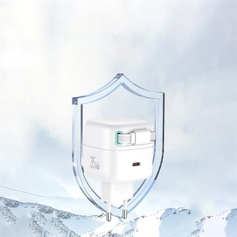 СЗУ Usams US-CC202 GaN With Type-C Magnetic Retractable Cable Module XMF Ser. 35W (2USB-C) Херсон - зображення 7