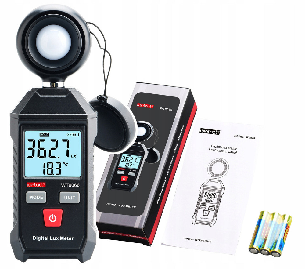 Измеритель уровня освещенности (люксметр) + термометр WINTACT WT9066 Харків - зображення 2