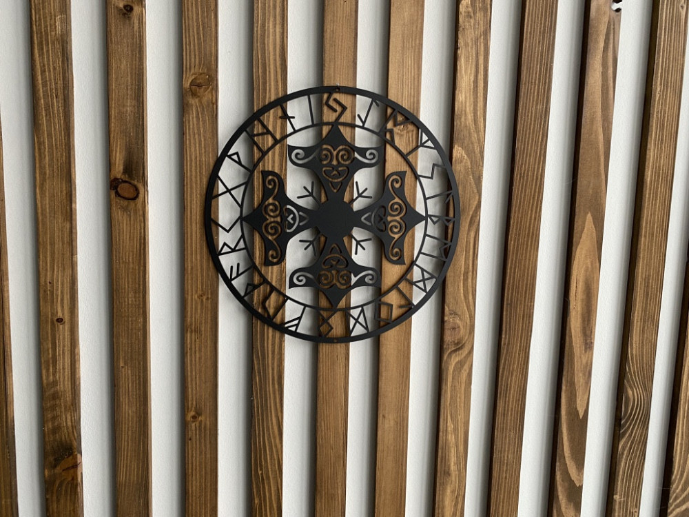 Настенный декор панно картина лофт из металла Молот Тора Руны Киев - изображение 2