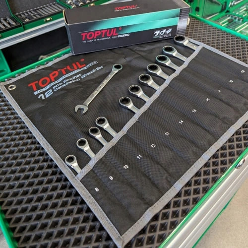 Набор комбинированных ключей трещоточных TOPTUL 8-19мм 12ед. в чехле GPAQ1202 Харків - зображення 5