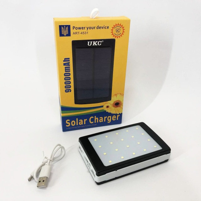 УМБ Power Bank Solar 90000 mAh мобільне зарядне з сонячною панеллю та лампою Львів - зображення 1
