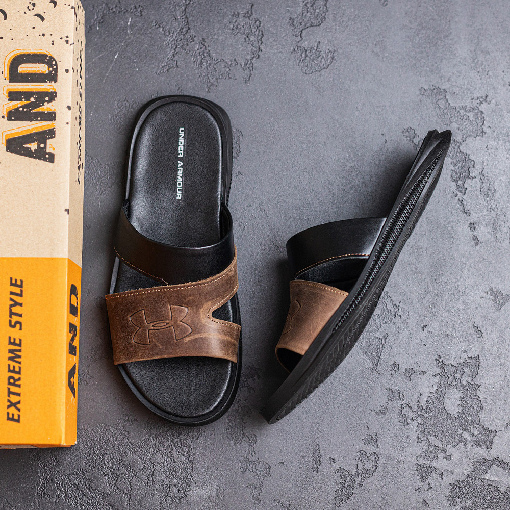 Мужские кожаные  летние шлепанцы-сланцы Under Armour Київ - зображення 10