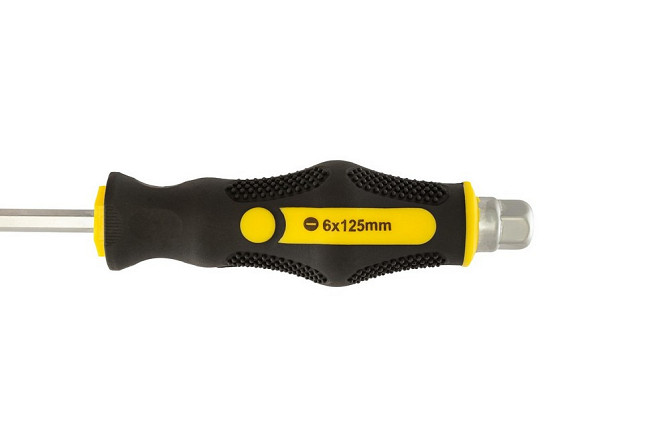 Отвёртка ударная шлицевая магнитная MASTERTOOL EXTERNAL HEX SL6х125 мм ручка с TPR покрытием 49-6612 Харків - зображення 5