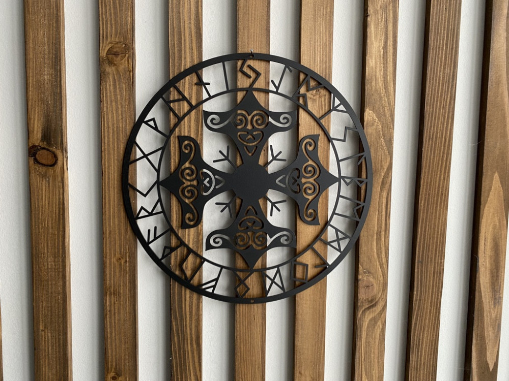 Настенный декор панно картина лофт из металла Молот Тора Руны Киев - изображение 6