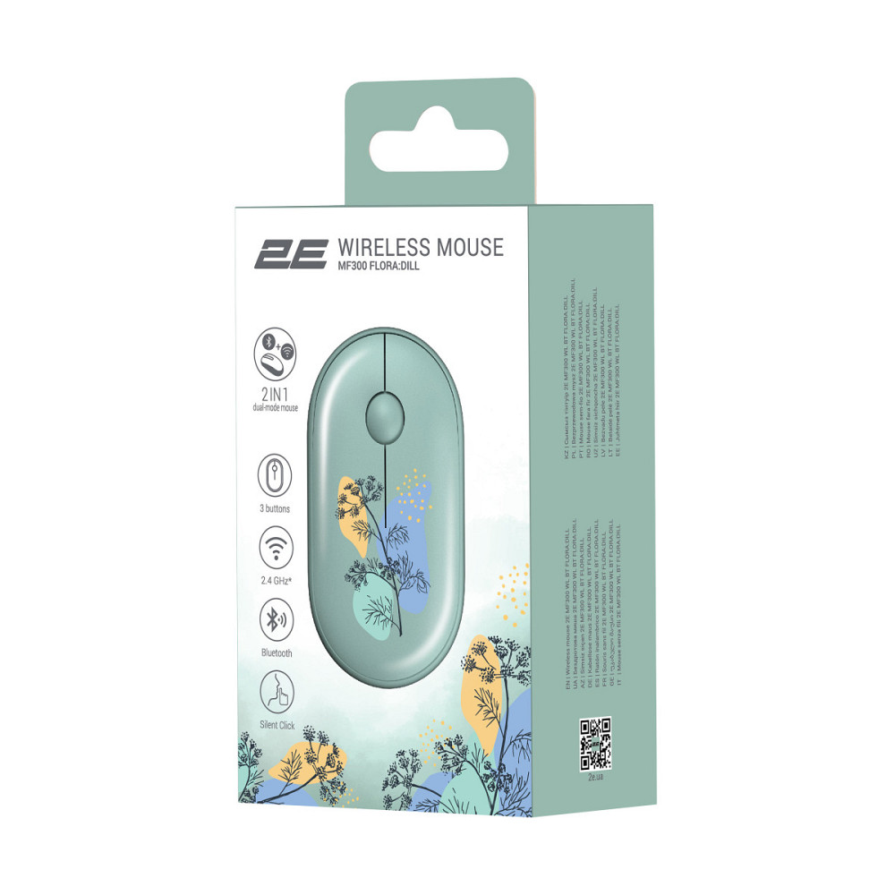 Мышь компьютерная безпроводная 2Е FLORA DILL Silent WL BT 2E-MF300WFLORAGN Київ - зображення 6