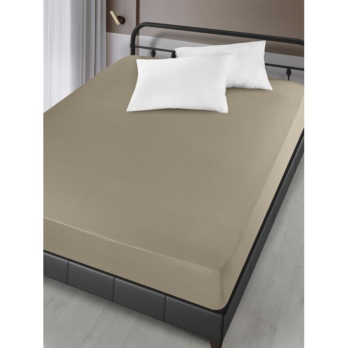 Простирадло на резинці Arya Сатин London AR-A107299-light-brown 160х200х30 см світло-коричневий Київ - зображення 1
