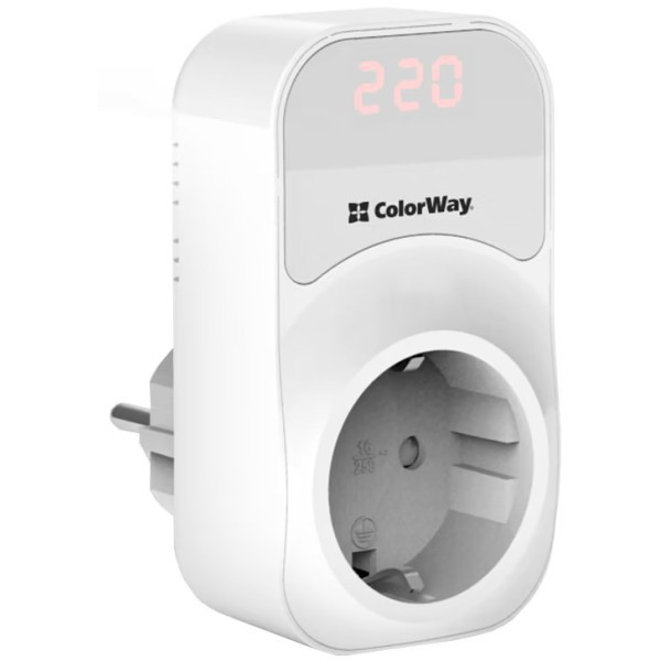 Реле напруги ColorWay (16A/3680W) 150V-210V/230V-280V DS1 White (CW-VR16-01D) Харків - зображення 3