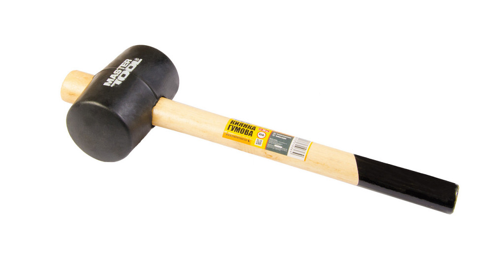 Киянка резиновая MASTERTOOL 60 мм 450 г ручка из дерева черная 02-0302 Харків - зображення 1