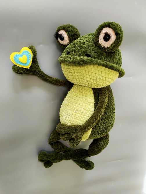 Жаба жабка 52 см іграшка в'язана м'яка дитяча гачком ручна робота Нововолынск - изображение 2