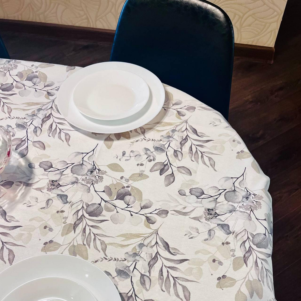 Скатерть водоотталкивающая 140х170см Эвкалипт Серый Одесса - изображение 7
