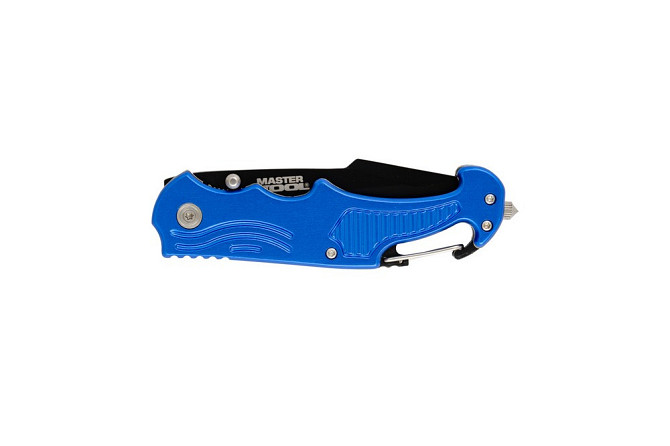 Нож складной MASTERTOOL "DAMASK" 204х33х12 мм черное нержавеющее лезвие алюминиевая рукоятка с караб Харків - зображення 7