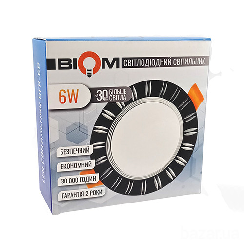 Светильник LED Biom Downlight DFR-6B 6Вт черный круглый 5000К Вінниця - зображення 2
