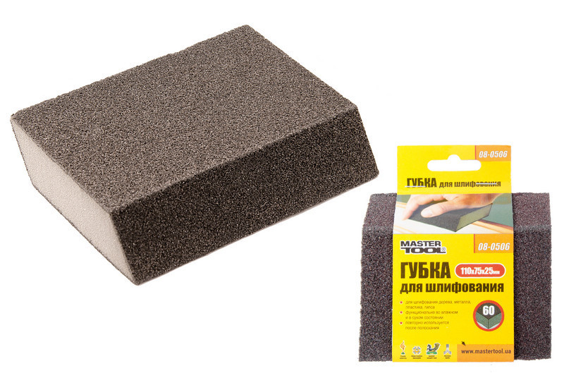Губка для шлифования MASTERTOOL РОМБ Р60 110х75х25 мм 08-0506 Харьков - изображение 1