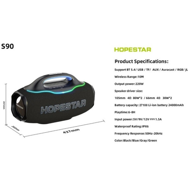 Колонка Bluetooth Hopestar S90 Black Харьков - изображение 2