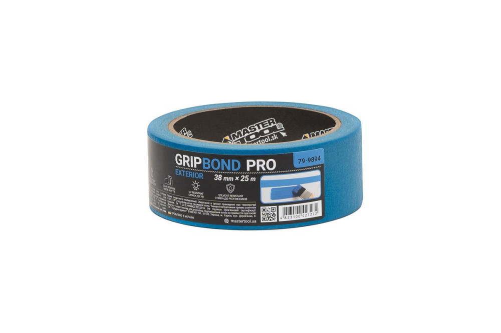 Лента малярная для фасадных работ MASTERTOOL GripBond Pro Exterior 38 мм×25 м синяя 79-9894 Харків - зображення 2