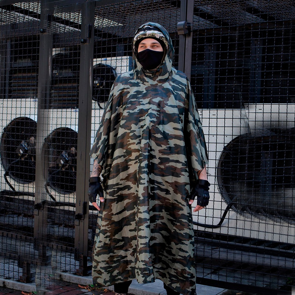 Дощовик пончо для військових, плащ-намет тактичний лісовий камуфляж Луцьк - зображення 1